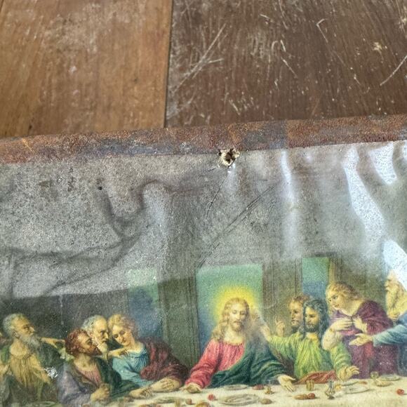 Brunozetti Last Supper Framed Print 1940s Extremely Worn distressed - Picture 4 of 9